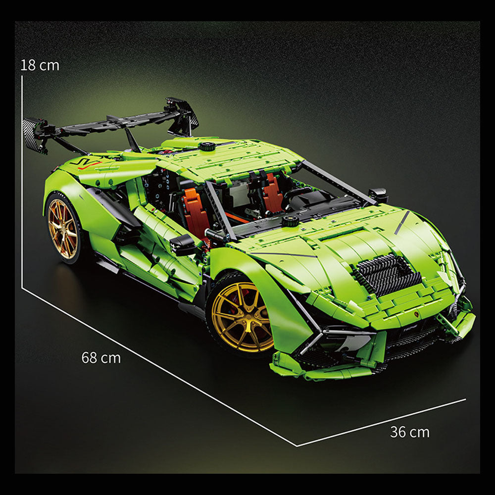 Technik Auto für Lamborghini Huracan Grünes Superauto, 1:6 Groß Auto mit 6 Motoren Set, Technik Auto ModeII Bausatz, 6620 TeiIe MOC Supercar ModeII, Kompatibel mit Iego Technik Lamborghini