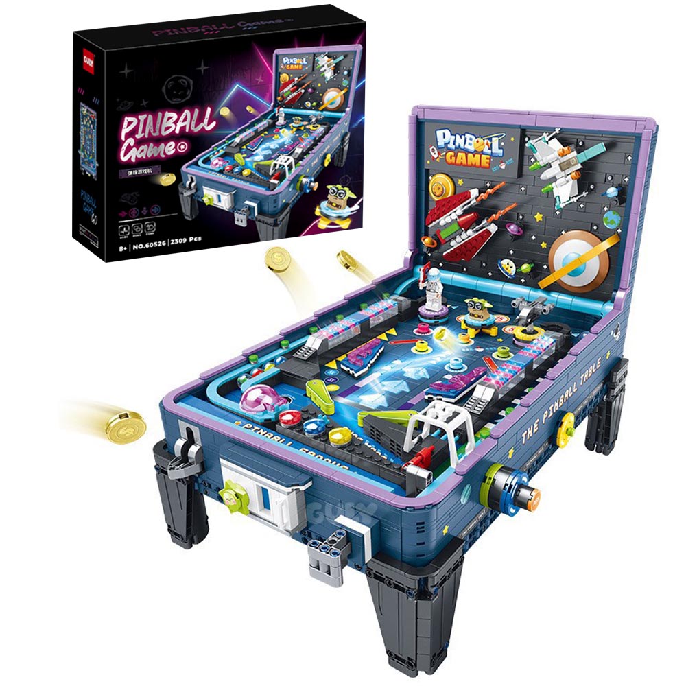 Technik Pinball Game Bausatz, 2309 Teile Technik Pinball mit LED, Motoren Set, Technik Elektrische Musik-Lauflichter Bausatz