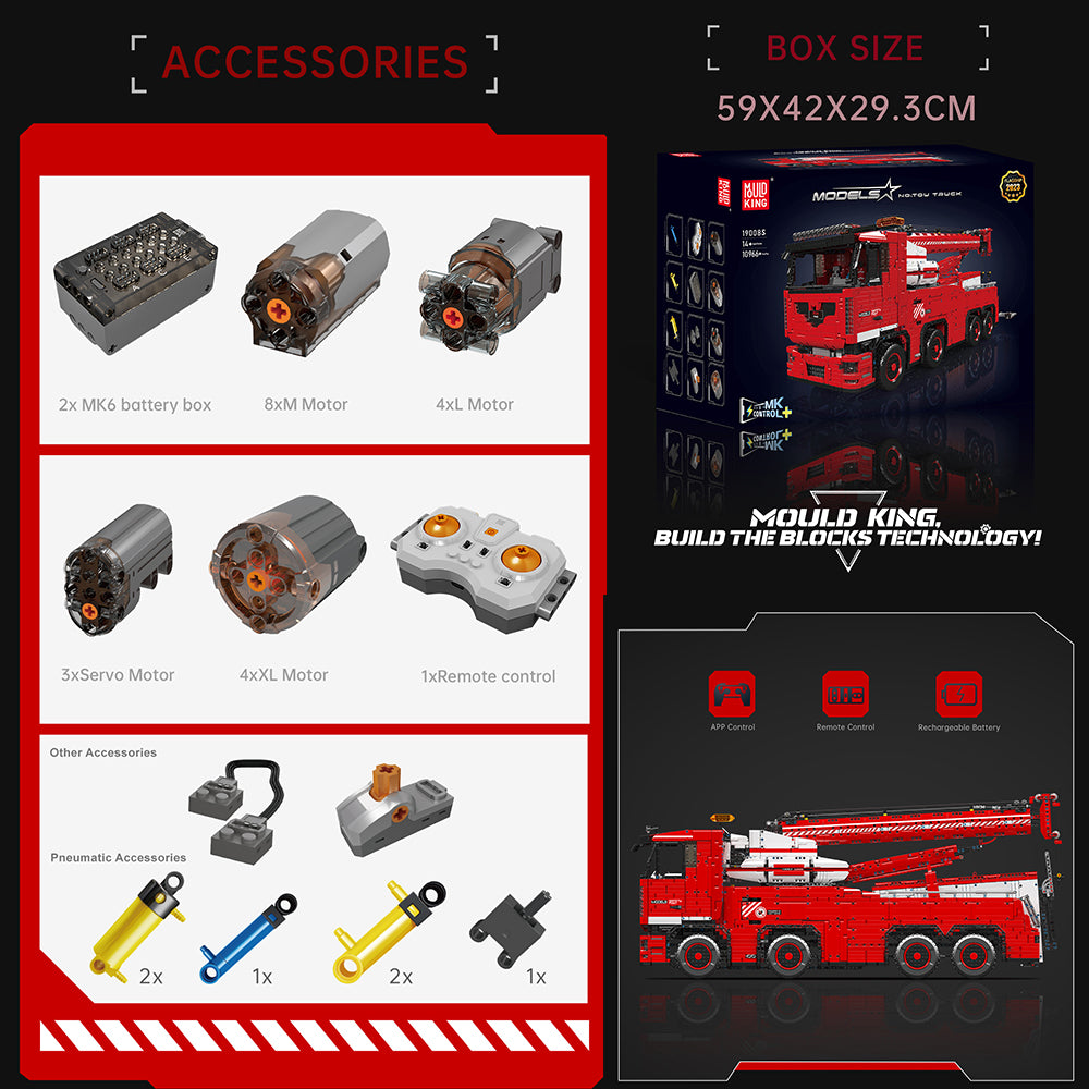 Technik Kranwagen Riesiges Kran Mit 19 M0T0R, 10960+ Teile Technik Kran Ferngesteuert, Technic Kran LKW Modell Bauset Kompatibel mit Lego Technik LKW