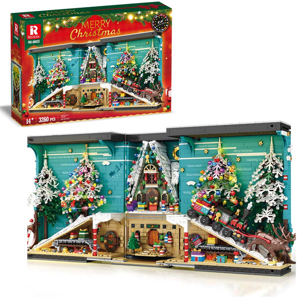 Reobrix 66033 für Lego Weihnachten 2023, mit Weihnachten Haus, Weihnachtsbaum, Weihnachtsmann mit Schlitten Lego Weihnachten 2023