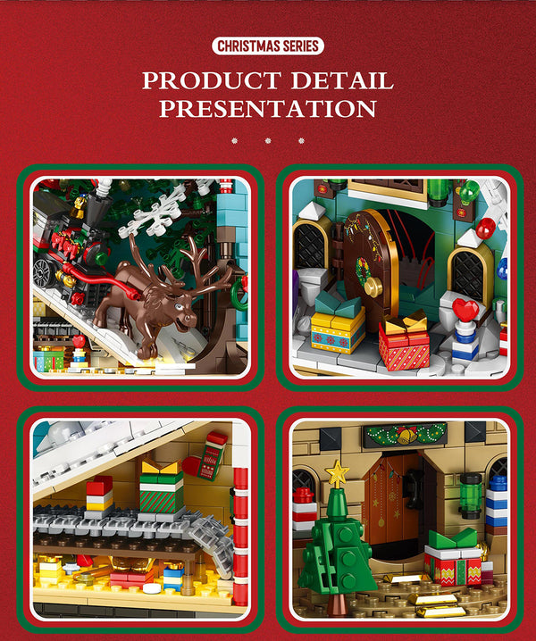 Reobrix 66033 für Lego Weihnachten 2023, mit Weihnachten Haus, Weihnachtsbaum, Weihnachtsmann mit Schlitten Lego Weihnachten 2023