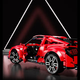 Ford Mustang GT500 Modell, Technik Rennwagen mit Motoren, LEDs Modell, Technik Ferngesteuert Auto Klemmbausteine Modellbau Kompatibel mit Lego Technik Auto