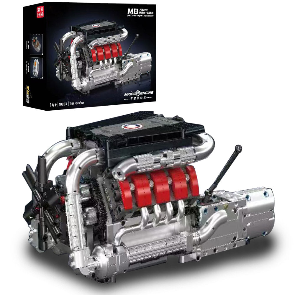 Technik V8 Motor mit Transmission Set, 1169 Teile Technic Klemmbausteine Bausatz Enthält Motor und Batteriekasten V8-Motor