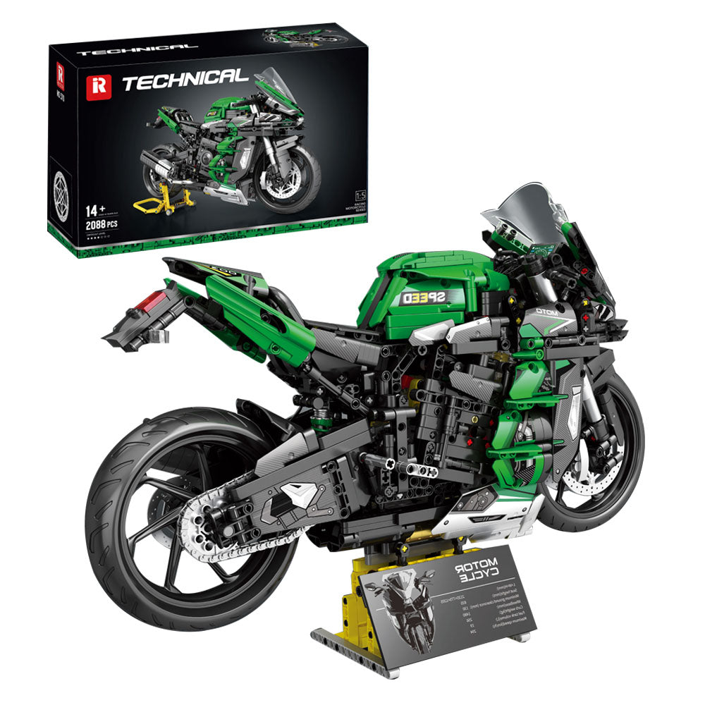 Technik Motorrad für Kawasaki H2 SX SE Modell, 2088 Teile Technic Motorrad Supermotorrad Modellbausatz Kompatibel mit Lego Technik Motorrad