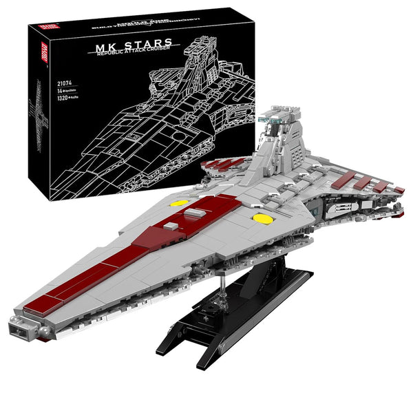 Mould King 21074 Technik Star Destroyer Bausteine, Venator Sternenzerstörer Angriffskreuzer MOC Raumkreuzer Klemmbausteine Set Kompatibel mit Venator-Klasse Republik Angriffskreuzer