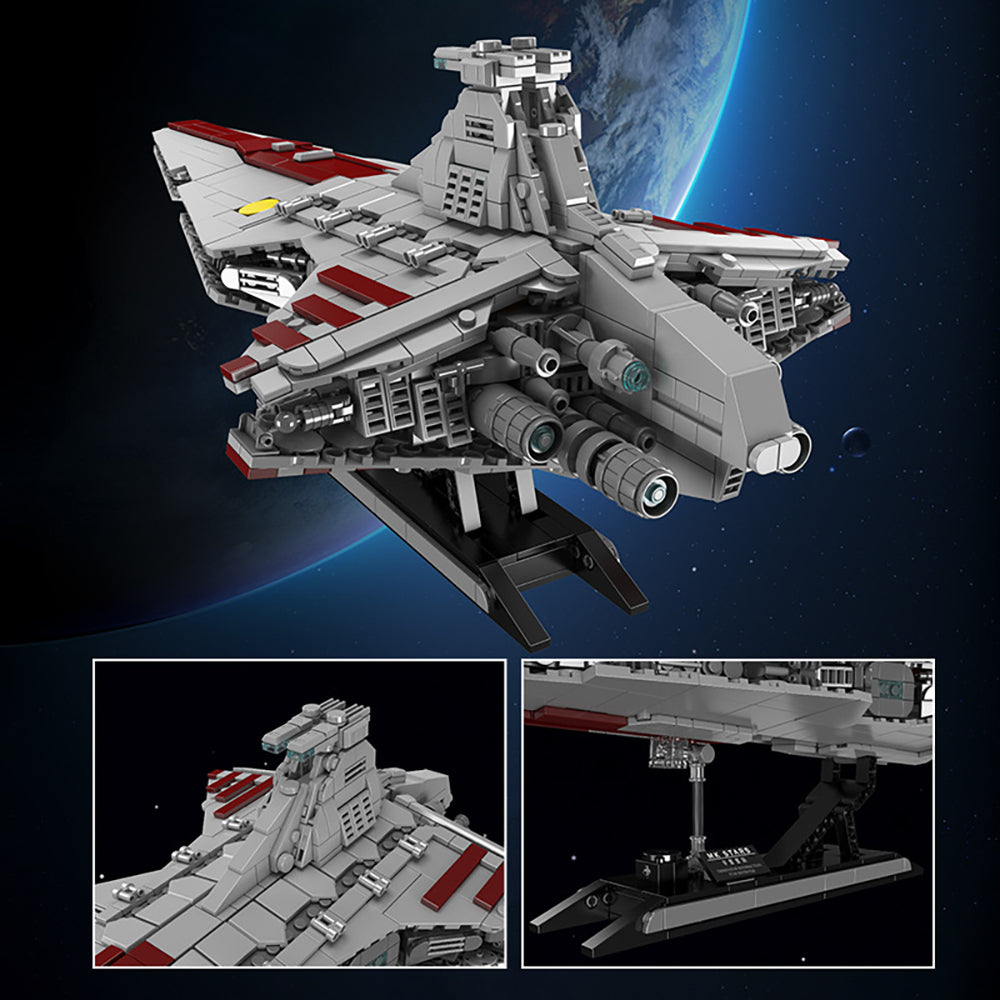 Mould King 21074 Technik Star Destroyer Bausteine, Venator Sternenzerstörer Angriffskreuzer MOC Raumkreuzer Klemmbausteine Set Kompatibel mit Venator-Klasse Republik Angriffskreuzer