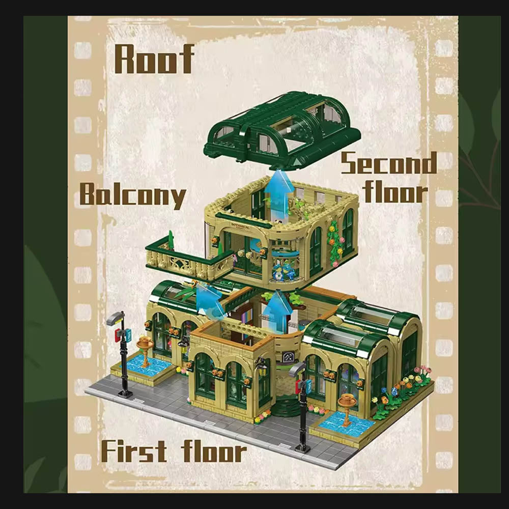 Architecture 16057 Botanischer Garten Haus Bausatz, 3380 Klemmbausteine Botanischer Garten Haus Riesiges Architekturmodell MOC Architektur im Europäischen Stil