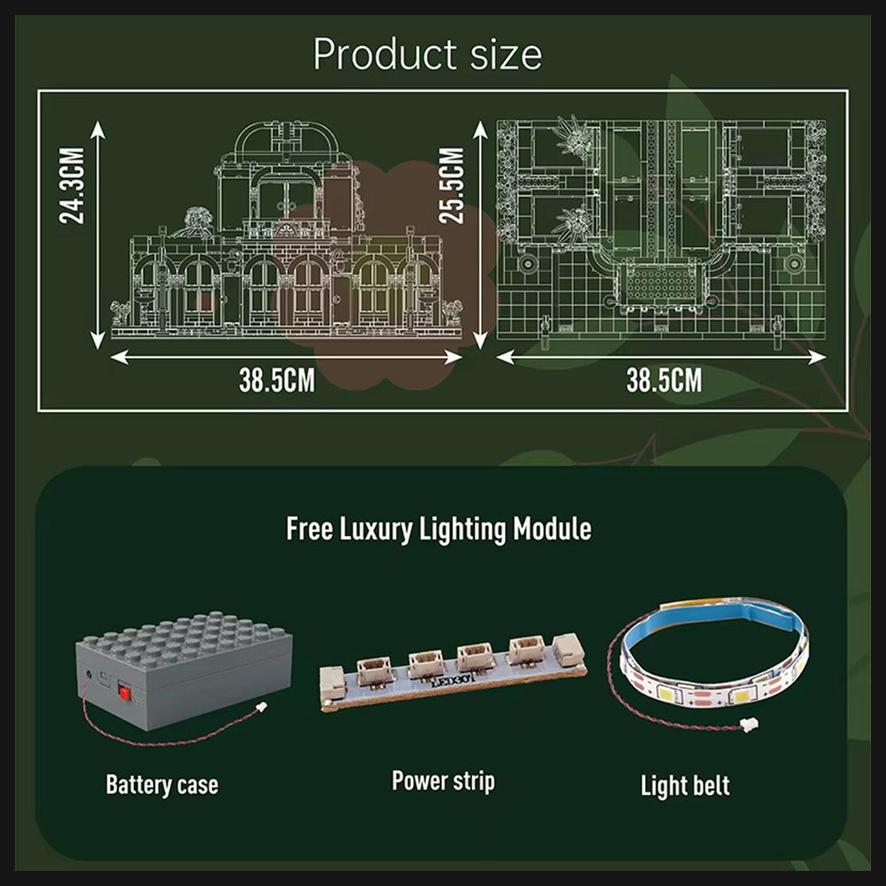 Architecture 16057 Botanischer Garten Haus Bausatz, 3380 Klemmbausteine Botanischer Garten Haus Riesiges Architekturmodell MOC Architektur im Europäischen Stil
