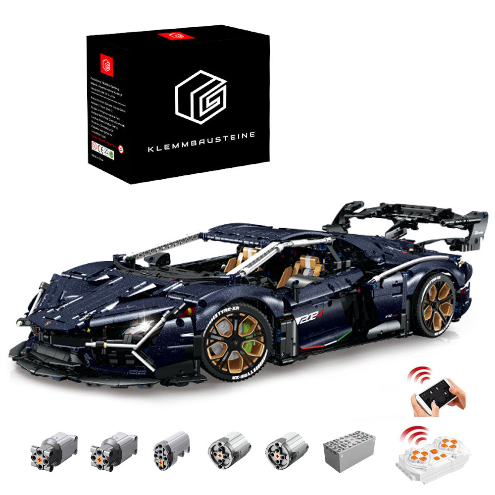 Technik Auto für Lamborghini, 4100+ Teile Technik Auto Mit 5 Motor TechnikSportwagen Modellbau Custom Bausteine Kompatibel mit Technik Auto, 10624