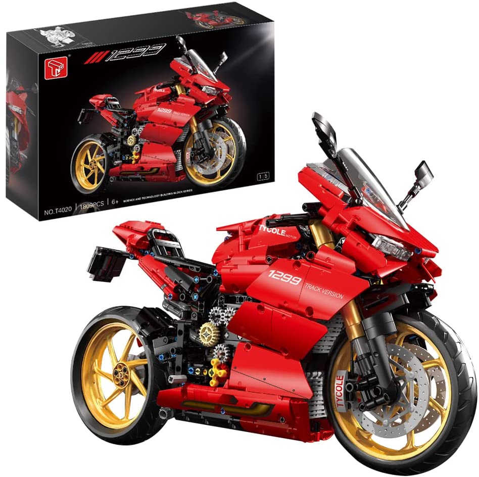 Technik Motorrad Ducati Panigale V4 R, 1809 Teile Technik Motorrad, Technic Motorrad Modellbau Klemmbausteine Kompatibel mit Lego Technik