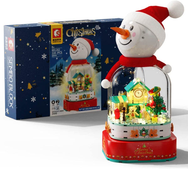 Weihnachten Schneemann Modell, 1455 Teile Weihnachtsschneemann Weihnachten Musikbox mit LEDs und Musik Bausatz Kompatibel mit Lego Weihnachte