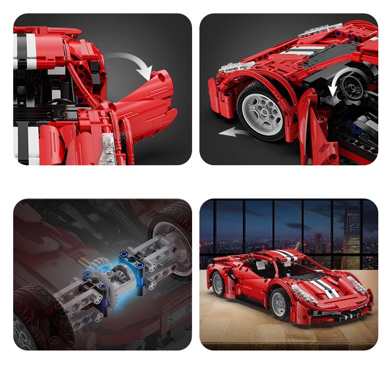 Ferrari 488 Pista Technik Auto, Technik Ferngesteuert Sportwagen, 1126 Teile Technik Supersportwagen mit Motor Bausatz Kompatibel mit Lego Technik