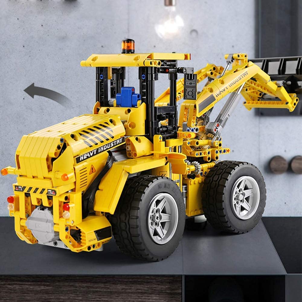 Technik Radlader, 1572 Teile Technik Bulldozer Technic Ferngesteuert Frontlader mit 4 Motor und Fernbedienung Bauset Kompatibel mit Lego Technik