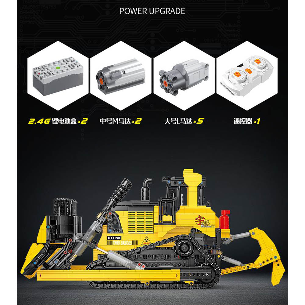 Technik Bulldozer Modell, 1866 Teile Technik Ferngesteuert Planierraupe mit 7 Motor, MOC Klemmbausteine Bauset Kompatibel mit Lego Technik