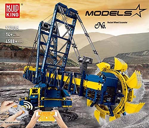 Mould King 17006 Schaufelradbagger, (Fernbedienung & APP-Steuerung R/C) Kleinpartikel-Puzzle-Bagger-Montage-Spielzeug-Set, kompatibel mit Lego-Technologie 4588 PCS