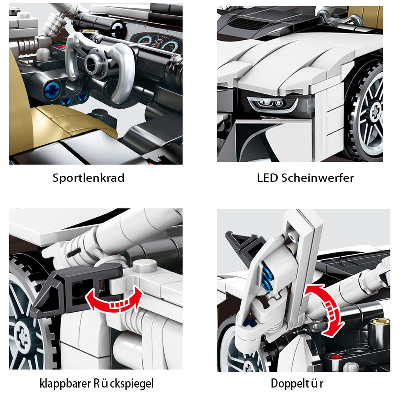 Technik Auto für BMW i8, 625 Teile Technik Supercar Technik Sportwagen Modell Bausatz Kompatibel mit Lego Technik Auto