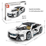 Technik Auto für BMW i8, 625 Teile Technik Supercar Technik Sportwagen Modell Bausatz Kompatibel mit Lego Technik Auto