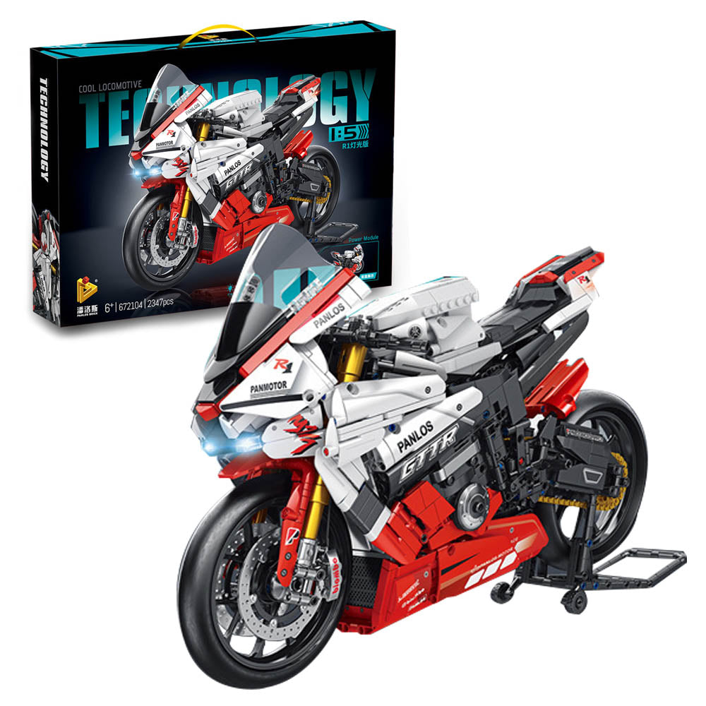 Technik Motorrad Technic Motorrad für Yamaha R1 Modell, 2347 Teile Technik Motorrad Modellbausatz Kompatibel mit Lego Technik Motorrad