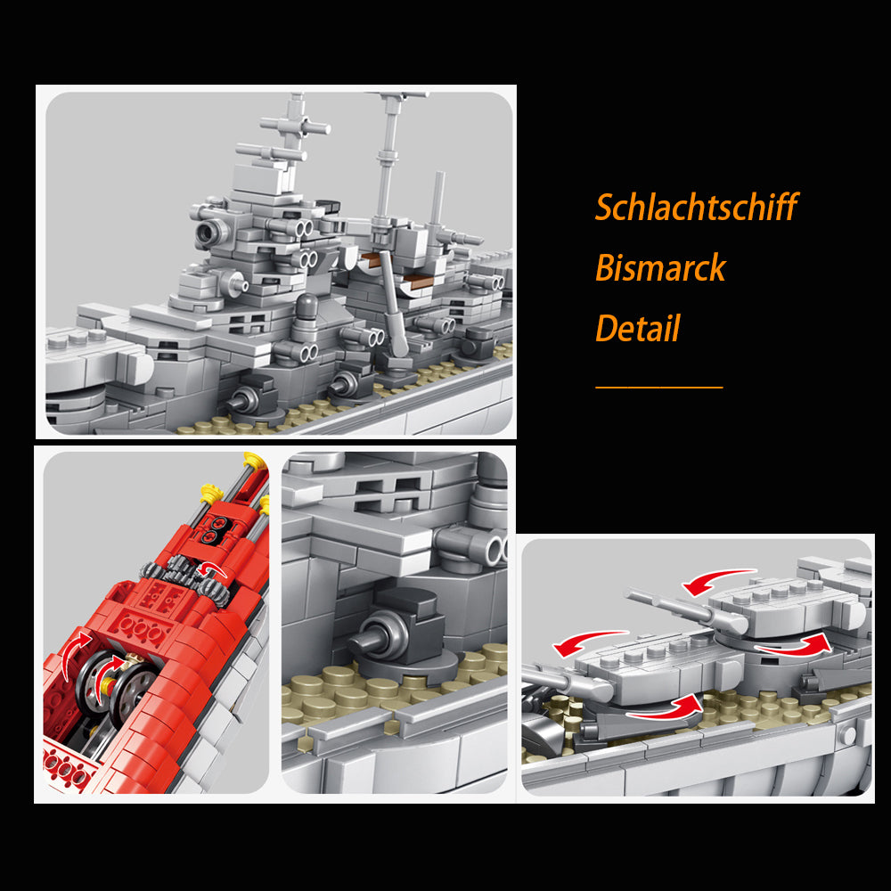 Technik Schlachtschiff Technik Schiff Modell, 1602 Teile Technik Bismarck Schlachtschiff Custom Bausteine Kompatibel mit Lego Technik