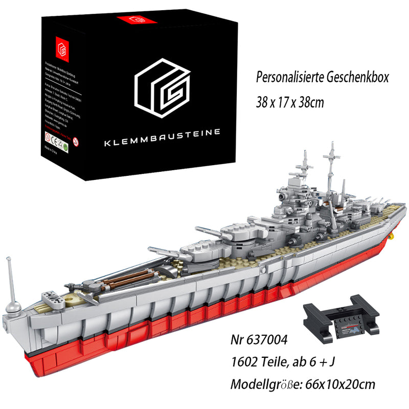 Technik Schlachtschiff Technik Schiff Modell, 1602 Teile Technik Bismarck Schlachtschiff Custom Bausteine Kompatibel mit Lego Technik