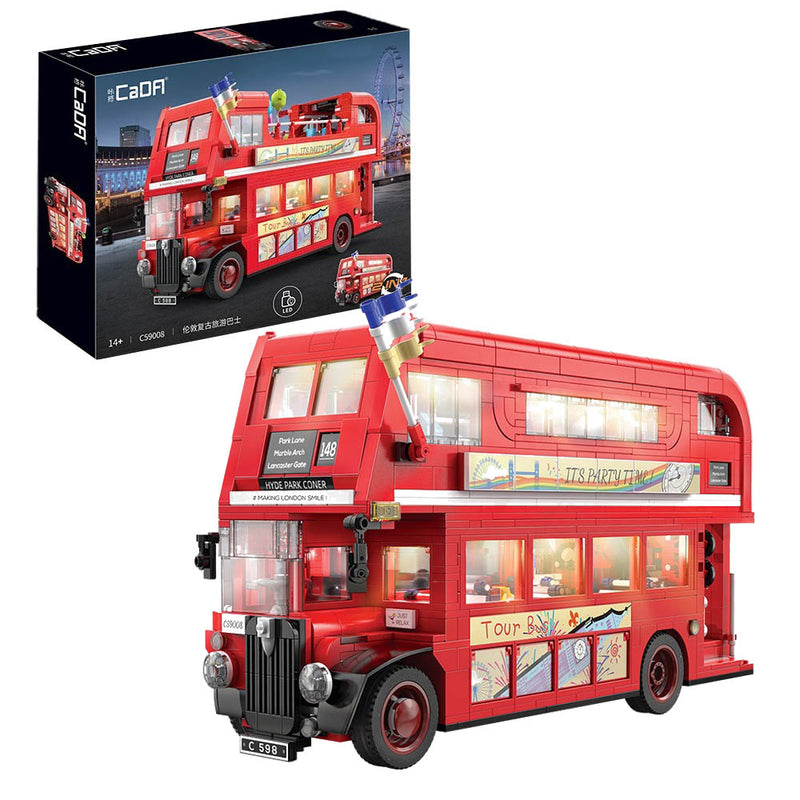 CADA Master C59008W Londoner Bus Modell Mit LED Beleuchtungs, MOC Bus Klemmbausteine Bausatz Kompatibel mit Lego Technik