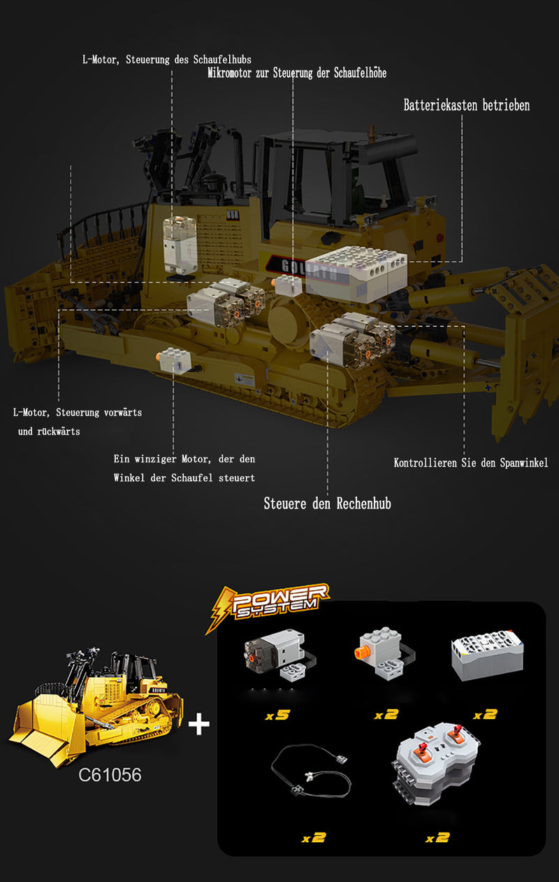 CADA Master C61056w Technik Bulldozer Mit 7 Motoren, 2826 Teile Technic Raupen-Bulldozer groß Bausatz Kompatibel mit Lego Technik