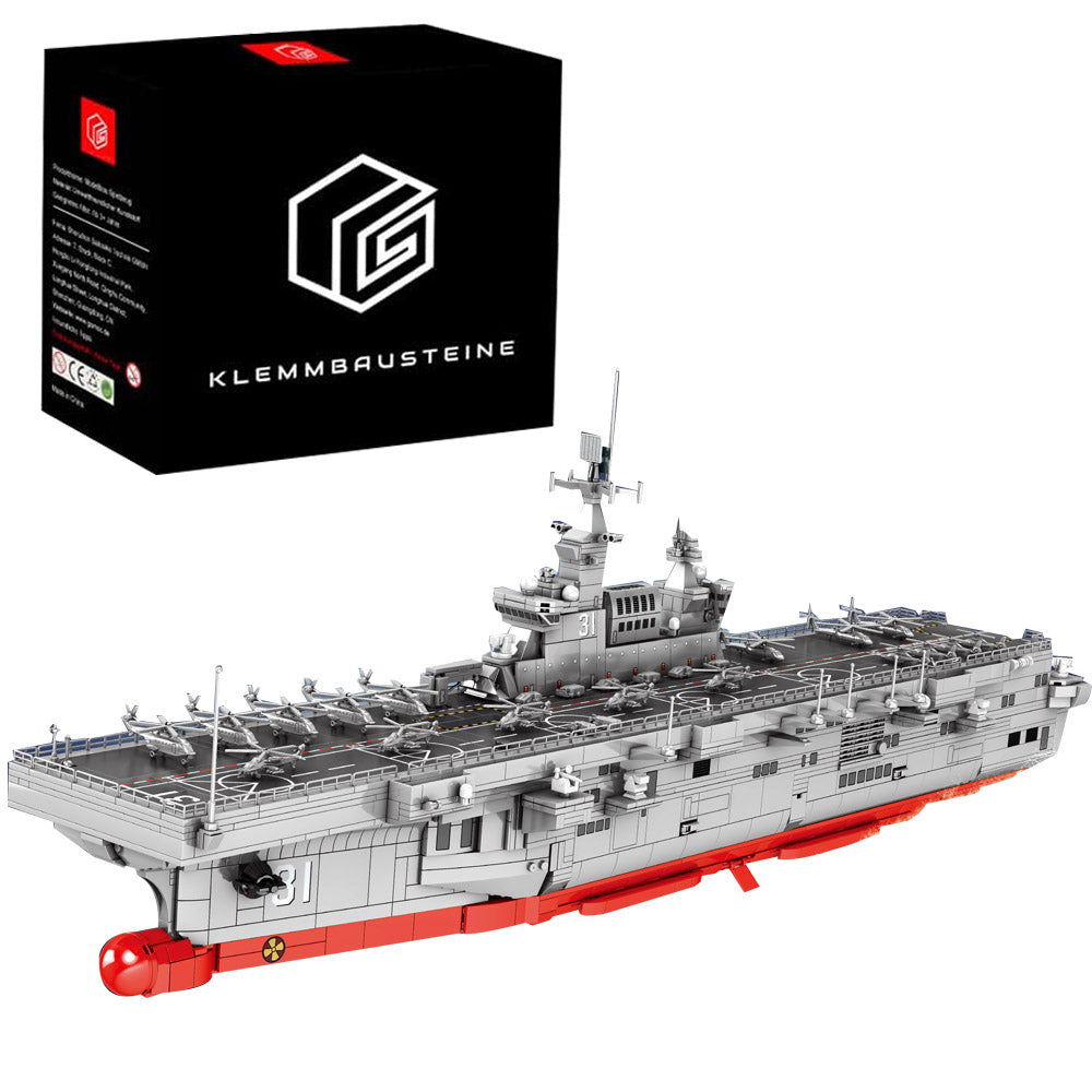 Technik Schiff Modell, Technik Militär Schiff mit Mini Marine Figuren, Hubschrauber Modelbau Kompatibel mit Lego - 3066 Teile