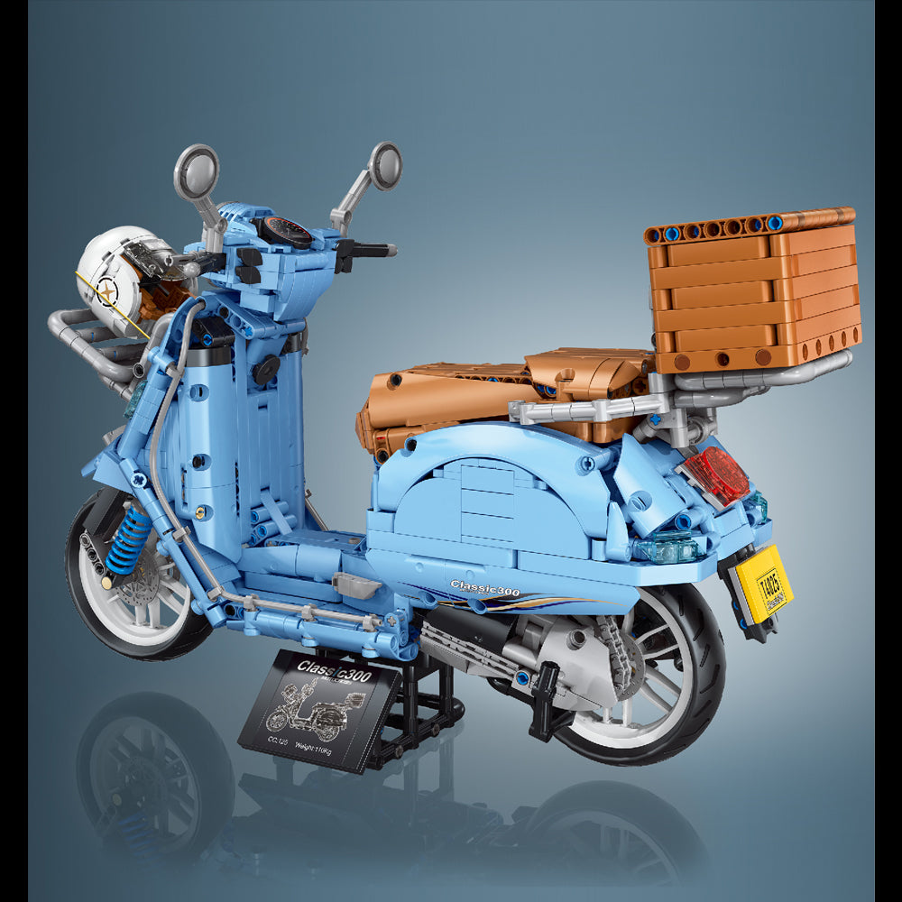 Technik Motorrad Technik Retro Motorrad, 1828 Teile Technic Vintagen Roller Motorrad Modell Bausatz Kompatibel mit Lego Technik