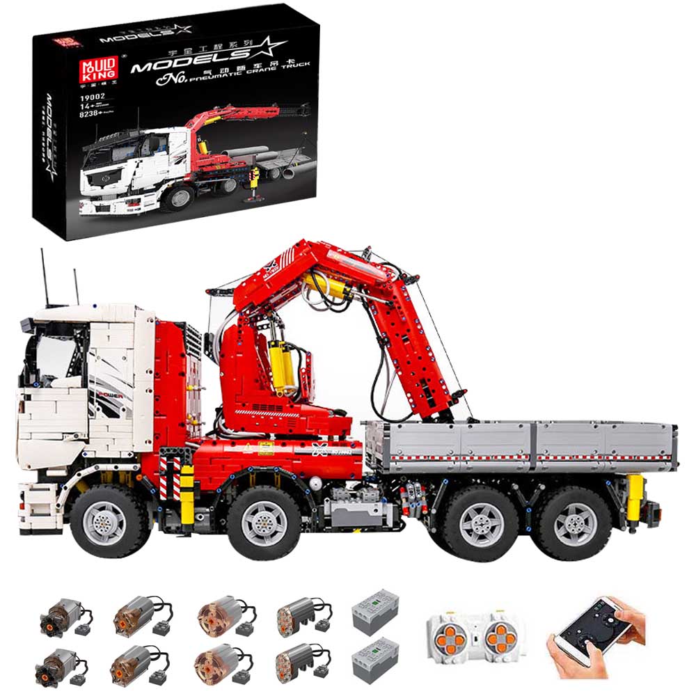 Technik Kran LKW, 8238 Teile Technik Pneumatik Truck mit Kran, Technic Ferngesteuert Auto mit 8 Motoren Bausatz Kompatibel mit Lego Technik