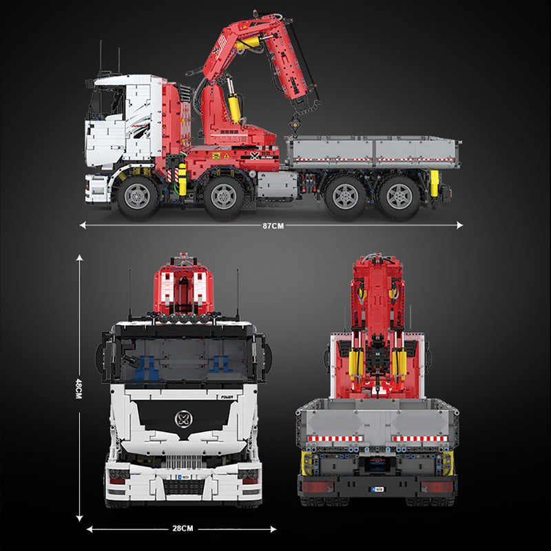 Technik LKW Mit Kran 19002, Technik LKW Ferngesteuert Modell, Technik Kranwagen Ferngesteuert mit 11 Motoren, Technik pneumatik LKW Bauset Kompatibel mit Lego Technik