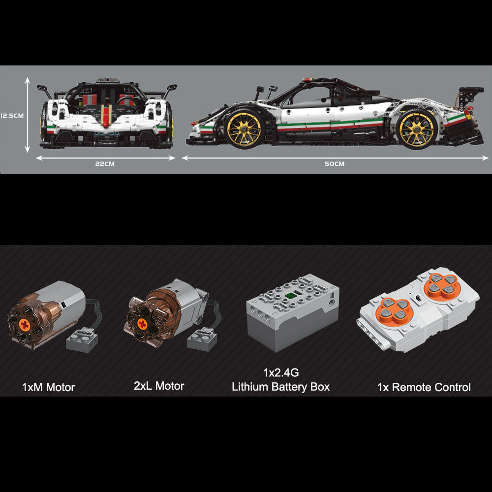 Technik Auto Pagani Zonda, 2299 Teile Technik Sportwagen Motorisierte Modell, Technik Ferngesteuert Auto Custom Bausteine Kompatibel mit Lego Technik