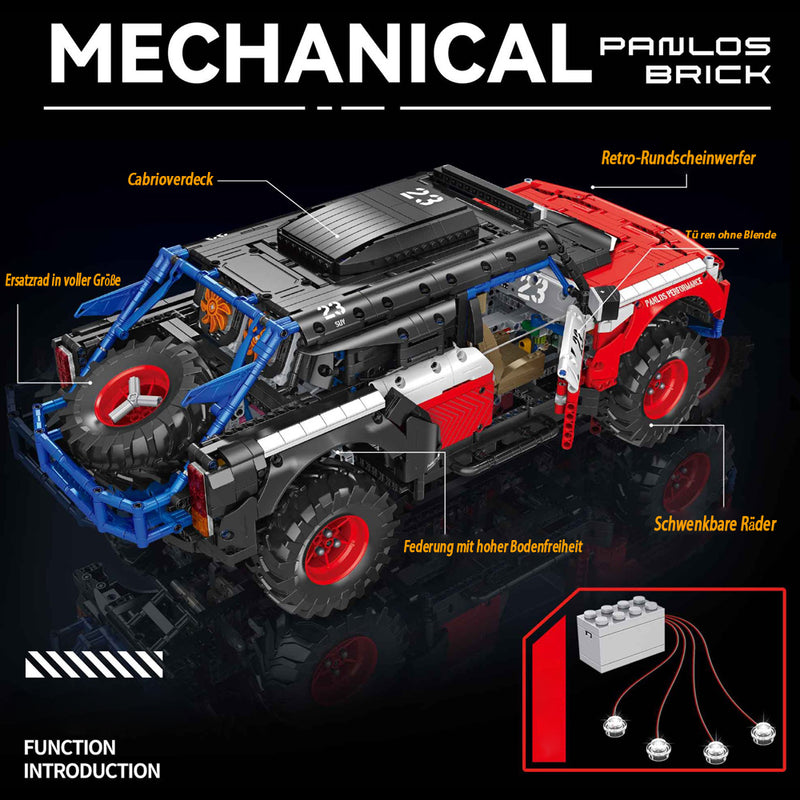 Technik Auto für Ford Bronco DR, 2920 Teile Technik Off Road Mit Motor Technic Auto Ferngesteuert 4x4 Offroader Klemmbausteine kompatibel mit Lego Technik Auto…
