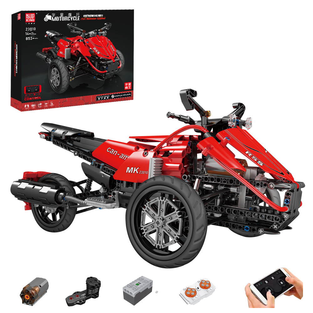 Technik Motorrad MK 23010, Technik Motorrad Ferngesteuert, 853 Teile Technic Motorrad Motorisierte Modell mit Motoren, Custom Bausteine Kompatibel mit Lego Technik