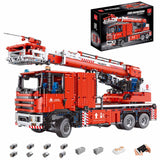 TGL T4008 Technik Löschfahrzeug Mit 8 Motoren, 4629 Teile Technik Pneumatik Feuerwehr LKW Technic Rettungsfahrzeug groß Bausatz Kompatibel mit Lego Technik