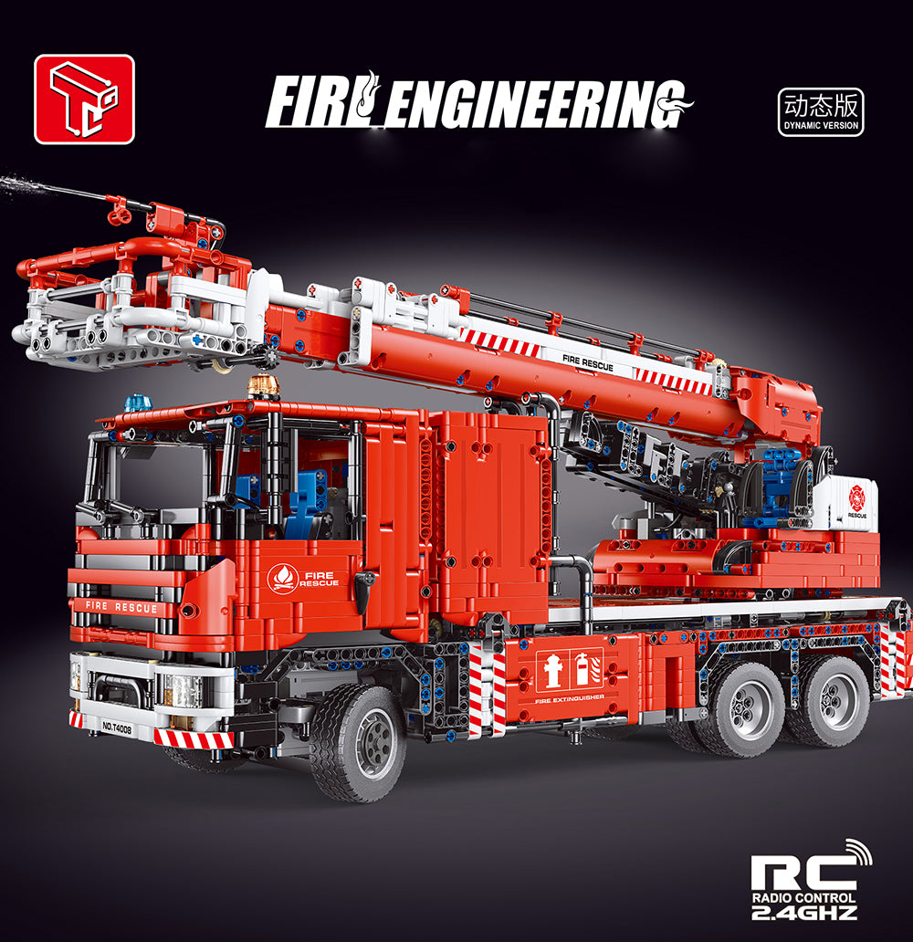 TGL T4008 Technik Löschfahrzeug Mit 8 Motoren, 4629 Teile Technik Pneumatik Feuerwehr LKW Technic Rettungsfahrzeug groß Bausatz Kompatibel mit Lego Technik