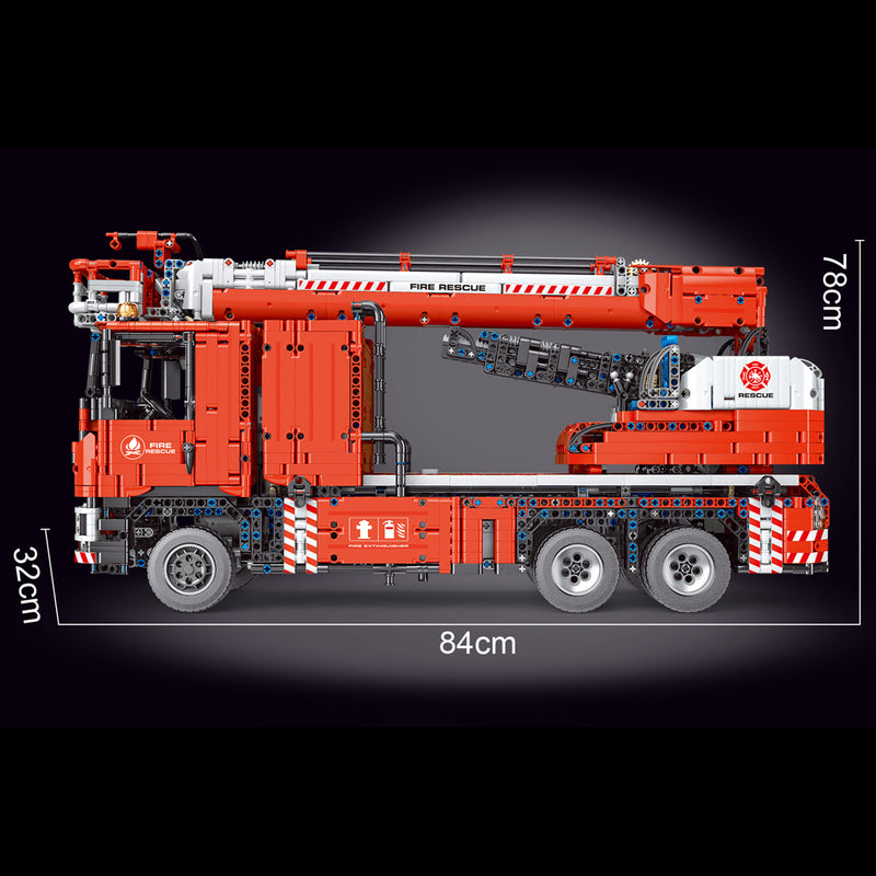 TGL T4008 Technik Löschfahrzeug Mit 8 Motoren, 4629 Teile Technik Pneumatik Feuerwehr LKW Technic Rettungsfahrzeug groß Bausatz Kompatibel mit Lego Technik