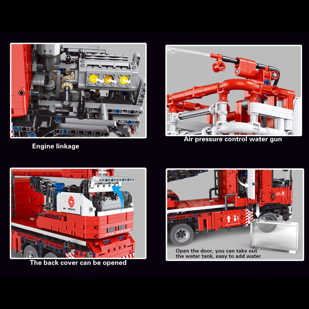 TGL T4008 Technik Löschfahrzeug Mit 8 Motoren, 4629 Teile Technik Pneumatik Feuerwehr LKW Technic Rettungsfahrzeug groß Bausatz Kompatibel mit Lego Technik