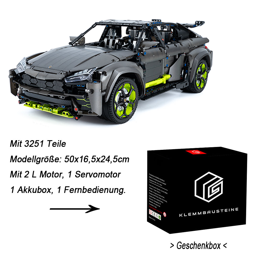 Technik Auto für Lamborghini Urus Modell, 3251 Teile Technic Auto Ferngesteuert Auto Motorisierte SUV Modellbau Custom Bausteine Kompatibel mit Lego Technik Auto