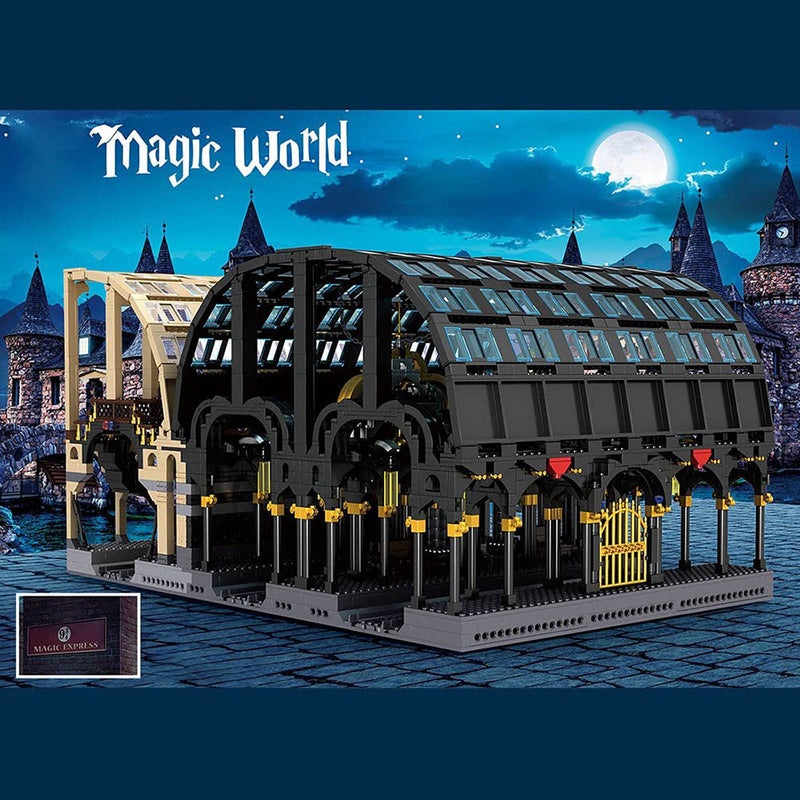 Magischer Bahnhof Modell, Mould King 12011, 3318 Teile Bahnhof Modular Building Moc Klemmbausteine Kompatibel mit Lego