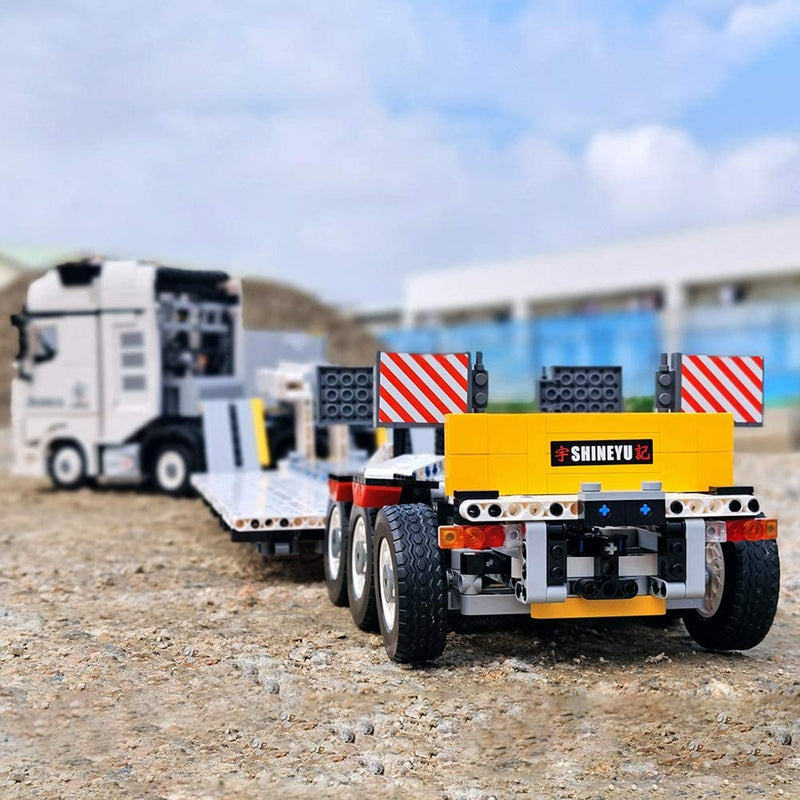 Technik Truck Technik LKW mit Anhänger, 4478 Teile Technic LKW mit 4 Motoren, Akku/Empfänger und Fernsteuerung Set Kompatibel mit Lego Technik