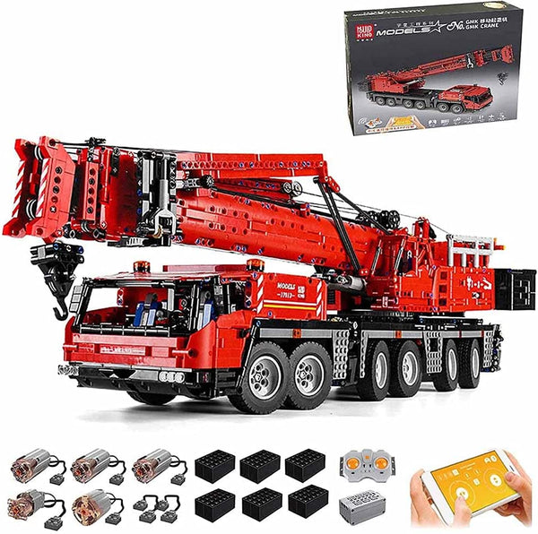 Technik LKW Kran Modell, 4460 Teile Technik Schwerlastkran Technic Ferngesteuert Kranwagen mit 5 Motor Moc Bauset Kompatibel mit Lego Technik