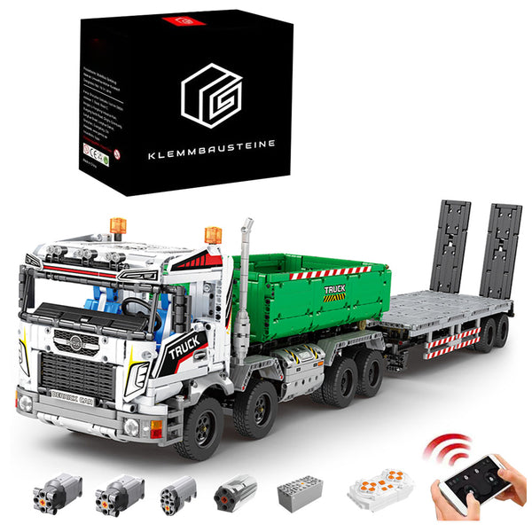 Technik LKW Mit Anhänger, 2950 Teile Technik Truck Ferngesteuert Auto mit Motoren, Technik Dumper mit Anhänger Bauset Kompatibel mit Lego Technik LKW