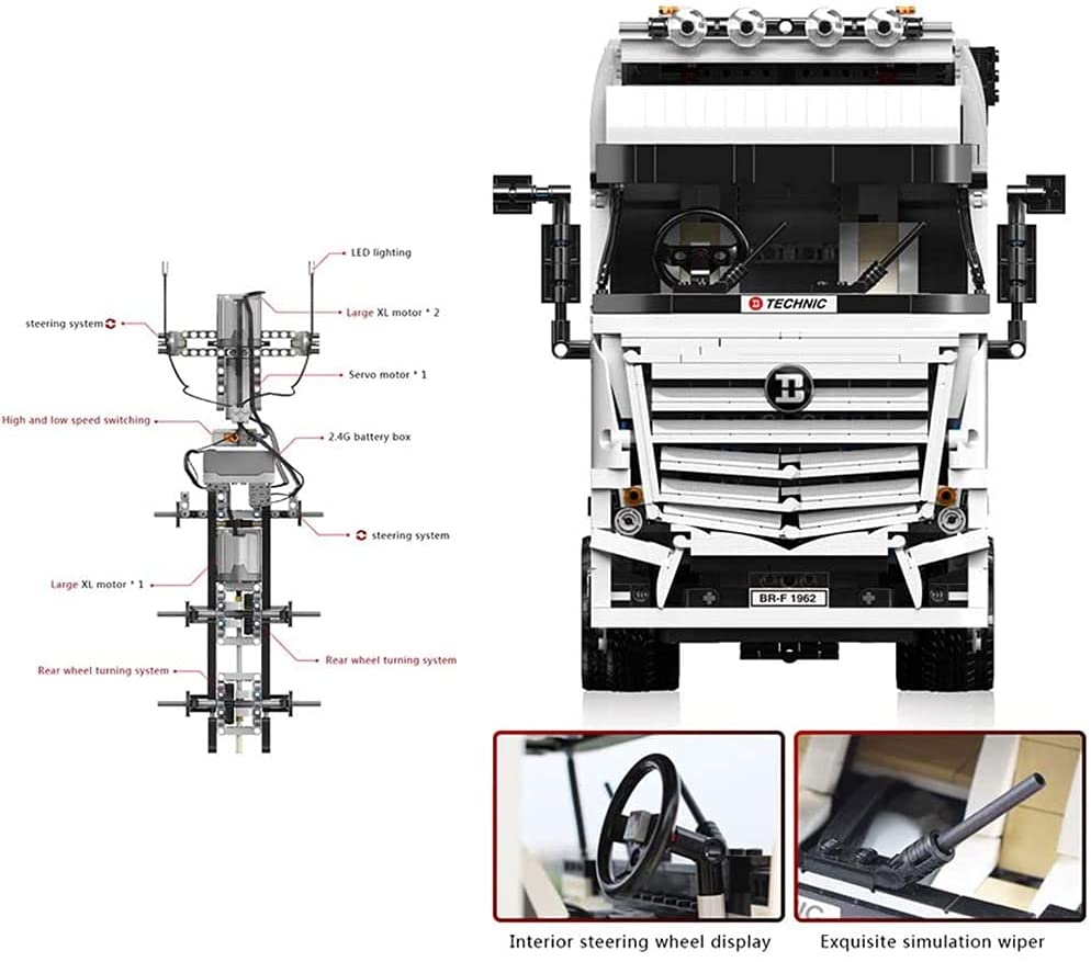 Technik LKW mit Anhänger, YC-GC007 Technik LKW, 4478 Teile Technic Truck mit 4 Motoren, Akku/Empfänger Bauset Kompatibel mit Lego Technik (Upgrade Version)