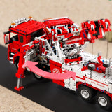 Technik LKW Feuerwehrauto Modell, 4883 Teile Technik Feuerwehr LKW mit Kran, 7 Motoren Bauset Kompatibel mit Lego Technik (Upgrade Version)