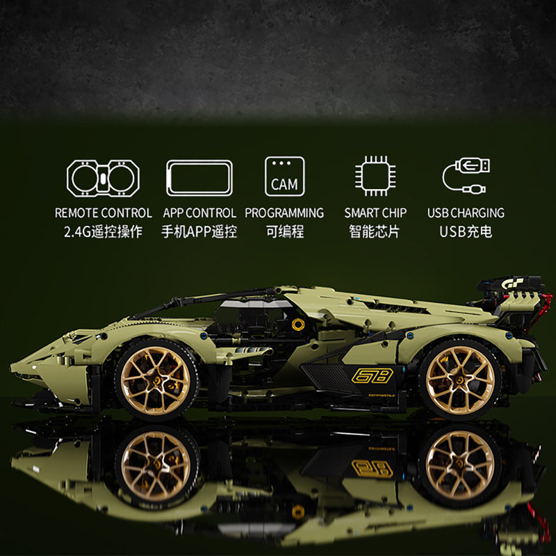 Technik Auto für Lamborghini V12, 2533 Teile Technik Auto ferngesteuert Technik Sportwagen Technic Supercar Technik Auto Bauset Kompatibel mit Lego Technik Auto