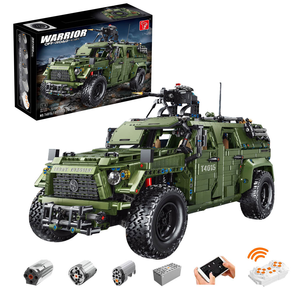 Technik Auto für Humvee 1:8 Modell, 3175 Teile Technik Offroader 4x4 Ferngesteuert Geländewage Motorisierte Modell, Custom Bausteine Kompatibel mit Lego Technik