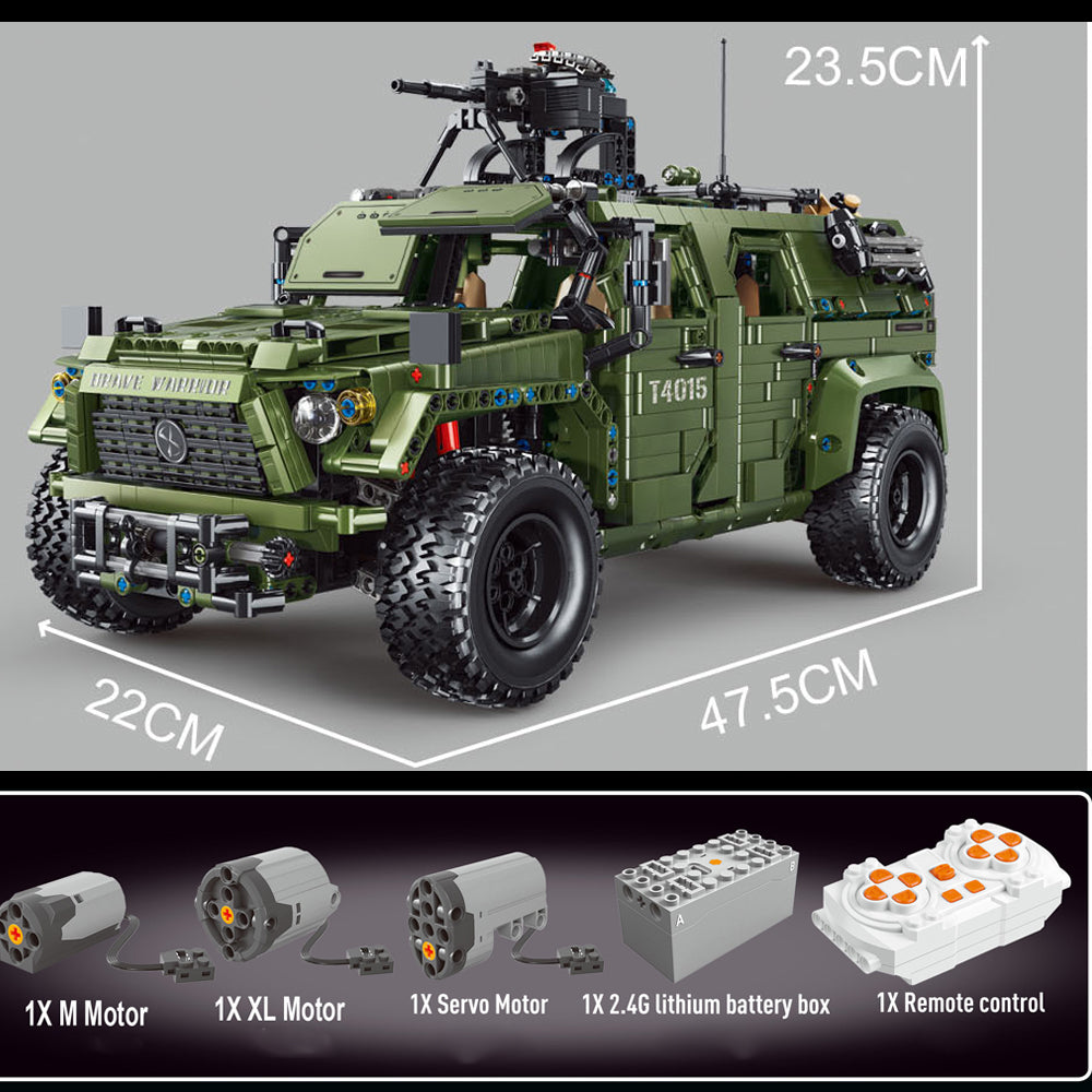 Technik Auto für Humvee 1:8 Modell, 3175 Teile Technik Offroader 4x4 Ferngesteuert Geländewage Motorisierte Modell, Custom Bausteine Kompatibel mit Lego Technik