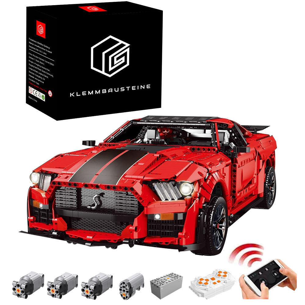 Technik Auto für Ford Mustang Shelby GT500, Technic Auto Ferngesteuert mit 5 Motor Bausatz, 3386 Teile Technik-Modell Kompatibel mit Lego Technik Ford