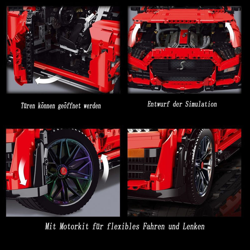 Technik Auto für Ford Mustang Shelby GT500, Technic Auto Ferngesteuert mit 5 Motor Bausatz, 3386 Teile Technik-Modell Kompatibel mit Lego Technik Ford