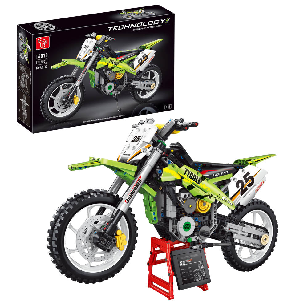 Technik Motorrad Kawasaki Motorrad Modell, T4018 Technik Motorrad Bauset Kompatibel mit Lego Technik